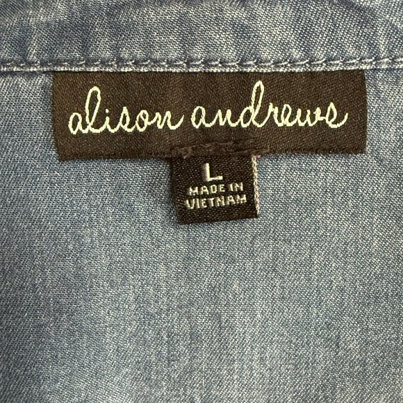 Allison Andrew’s Casual Denim Button-Down Tie Front Shirt for Women - Picture 4 of 4